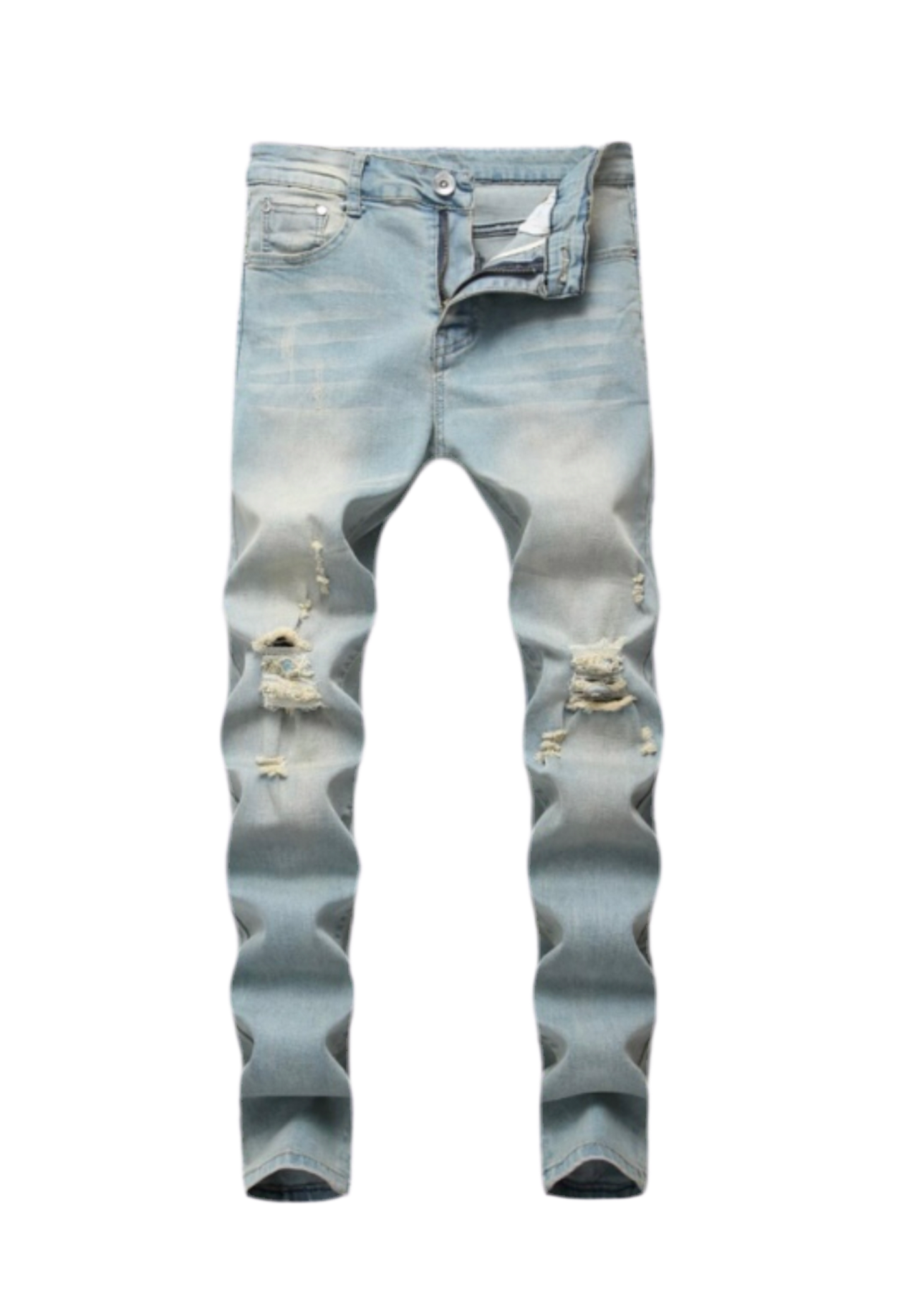 Light Denim Brown Cut Jeans