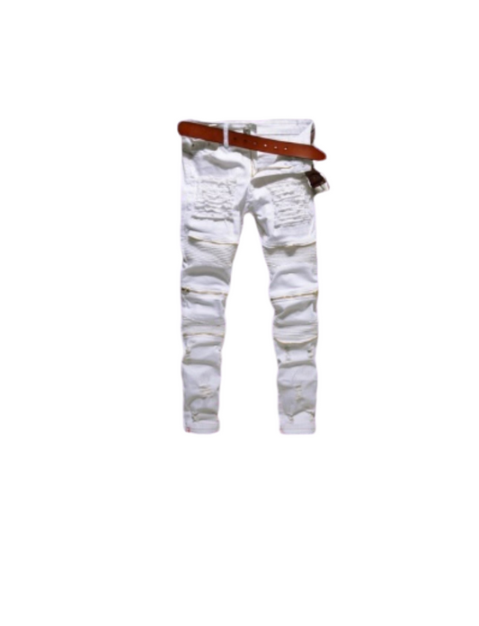 White Zip Jeans